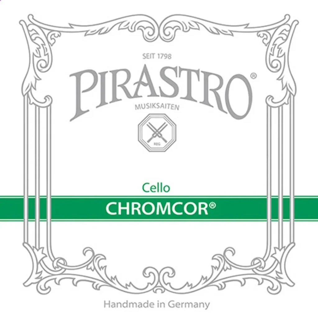 Corda Pirastro Chromcor per violoncello su sfondo neutro