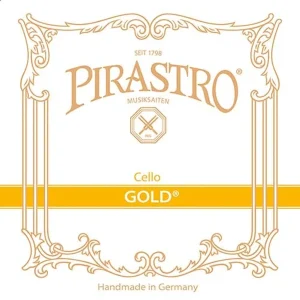 Corda Pirastro Gold per violoncello su sfondo neutro