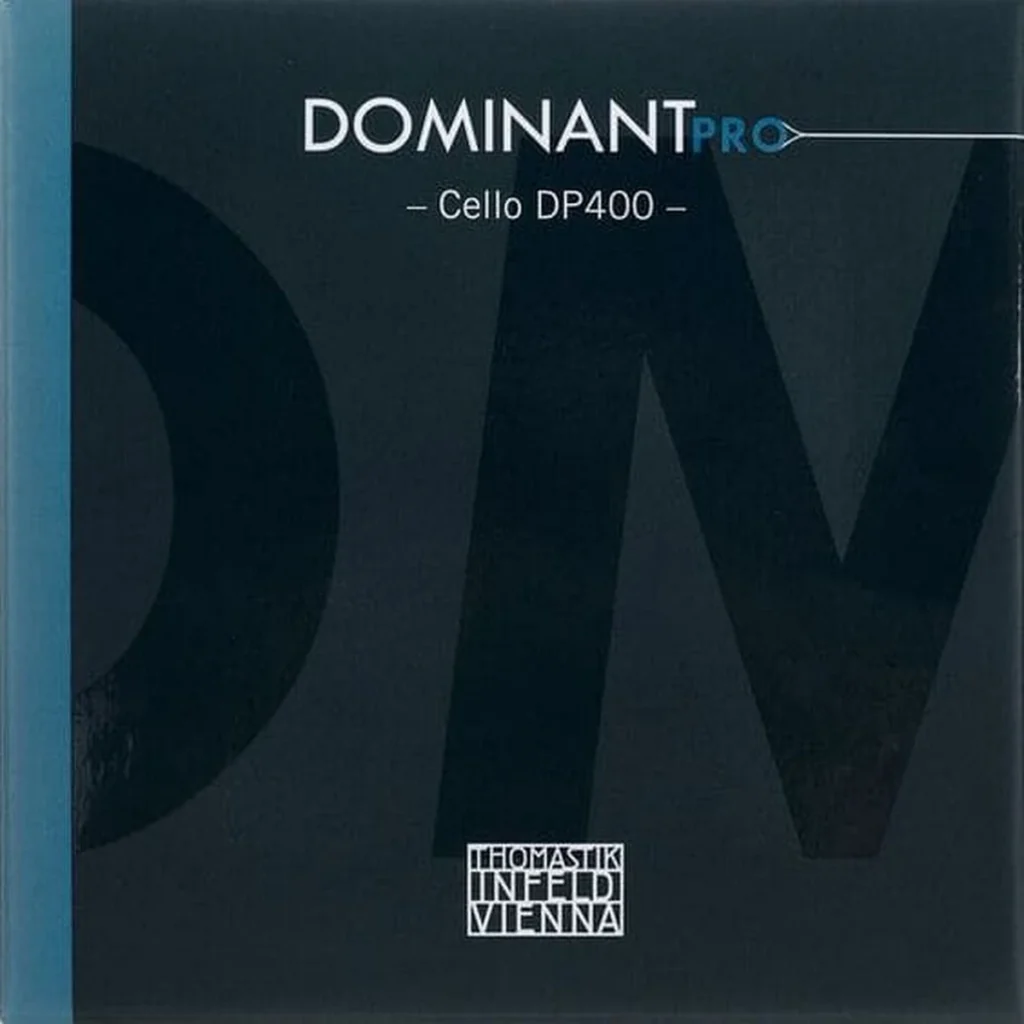 Corda Thomastik-Infeld Dominant Pro per violoncello set su sfondo neutro