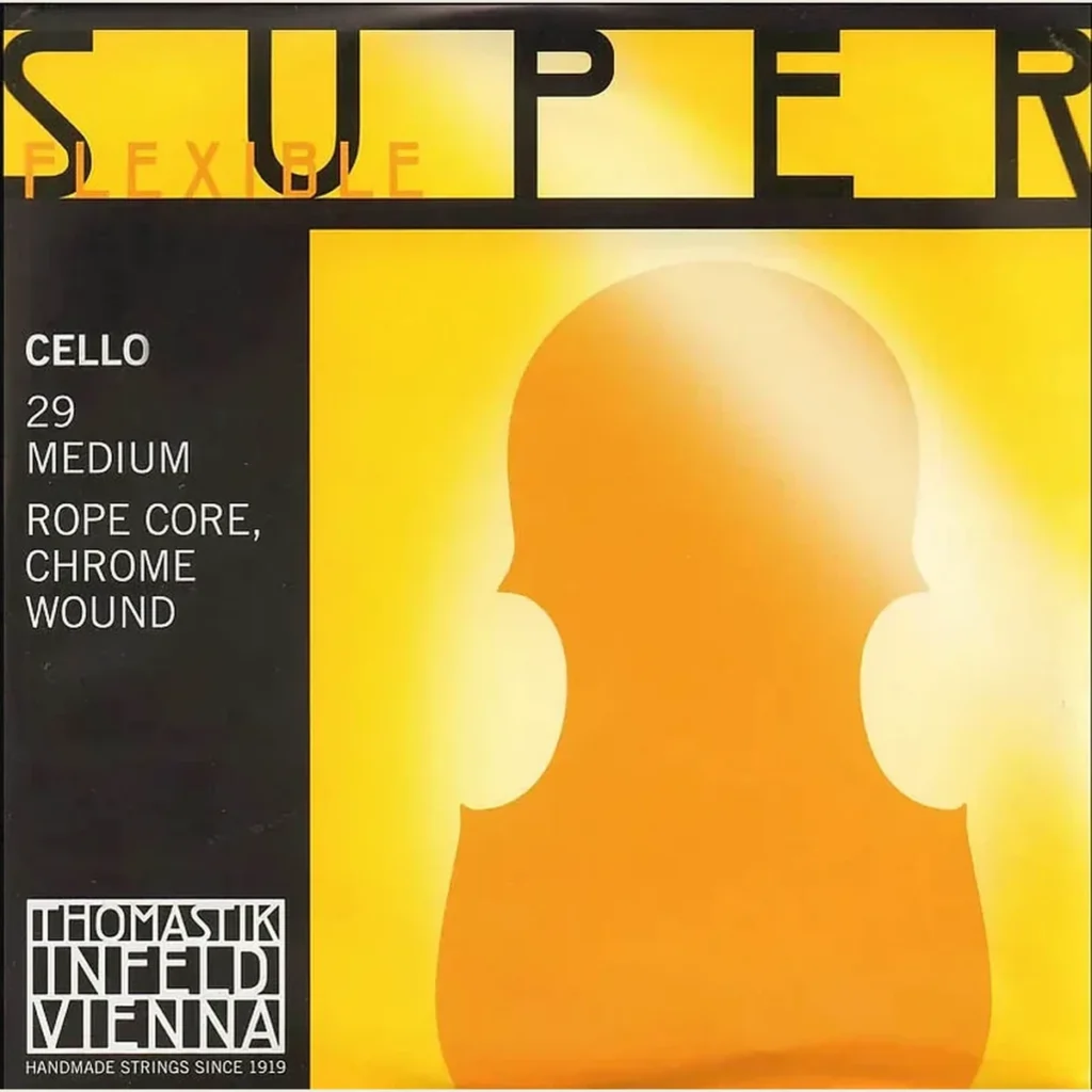 Corda Thomastik-Infeld Superflexible per violoncello su sfondo neutro