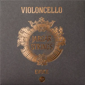 Corde Jargar Evoke per violoncello su sfondo neutro